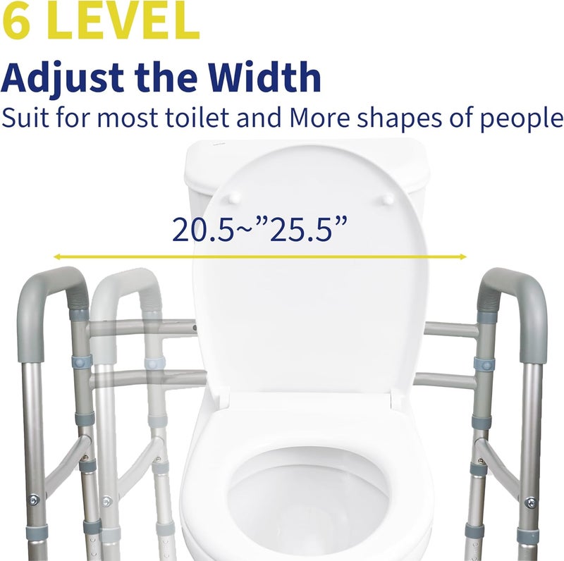 LandTale Toilet Safety Rails, Adjustable Toilet Rails for Elderly Adults Senior Disabled Handicap, Toilet Assistance Handles Safety Frames, Fit for Most Toilet, Foldable & Portable - Image 4
